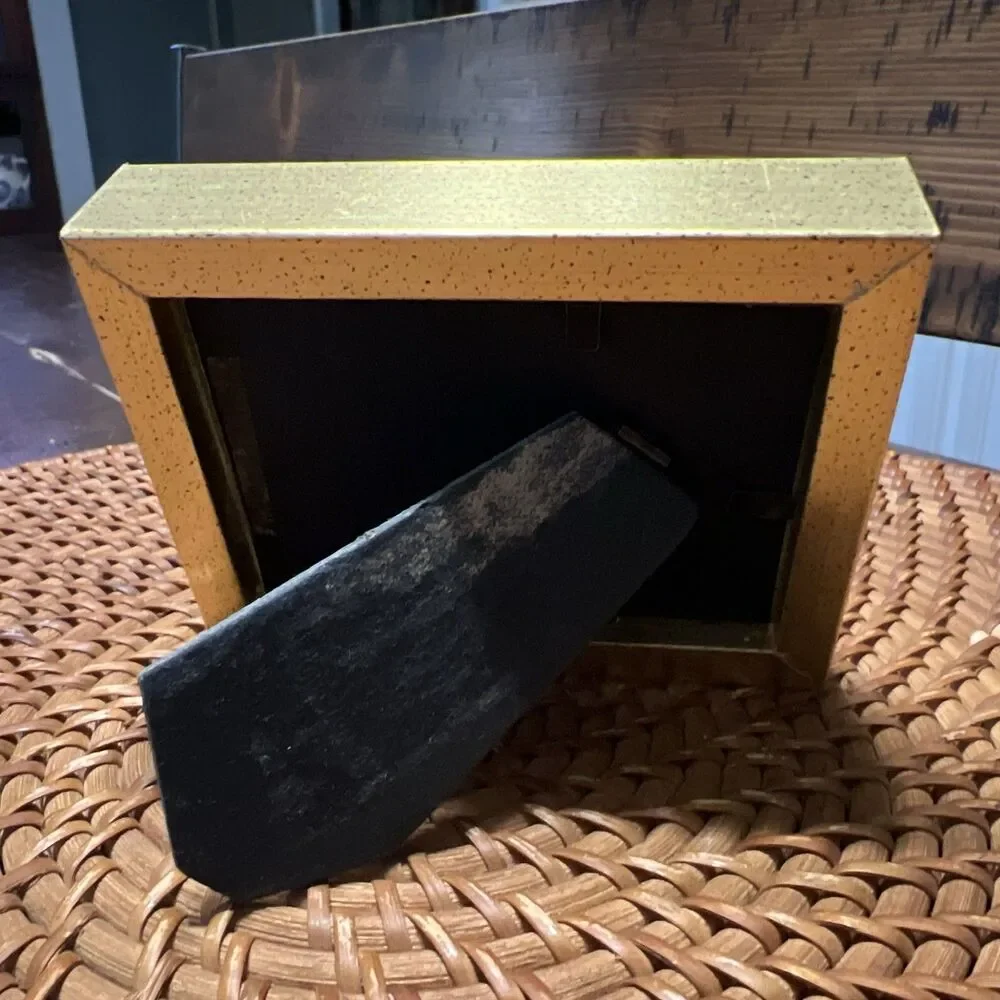 Vintage Gold and Floral Wooden Photo Frame Opening 2x3”
